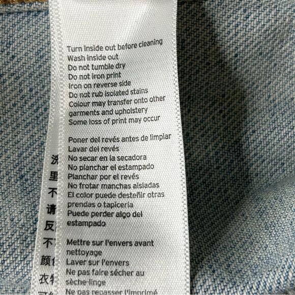 Topshop Moto Foil Iridescent Oversized Denim Jacket US 12 - Picture 9 of 14